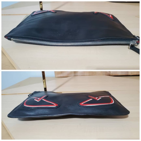 Authentic FENDI Monster Pouch Leather Small Black - Picture 5 of 11